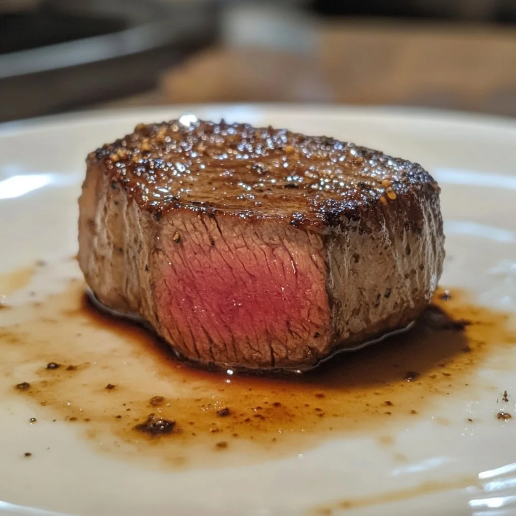 Oven-baked fillet steak served with herbs and vegetables