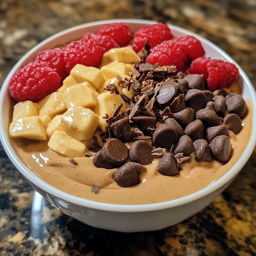 Delicious Peanut Butter Protein Pudding topped with nuts and chocolate chips