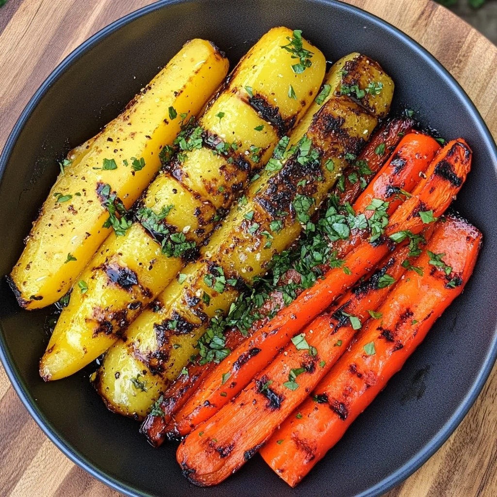 Perfect Grilled Marinated Carrot and Bell Pepper Platter