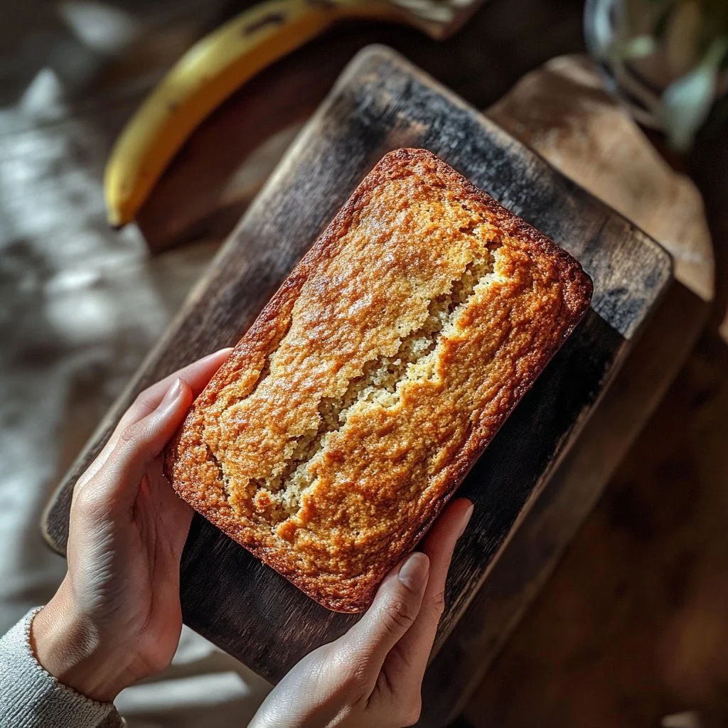 Delicious homemade protein banana bread with sliced bananas and nuts on a plate.