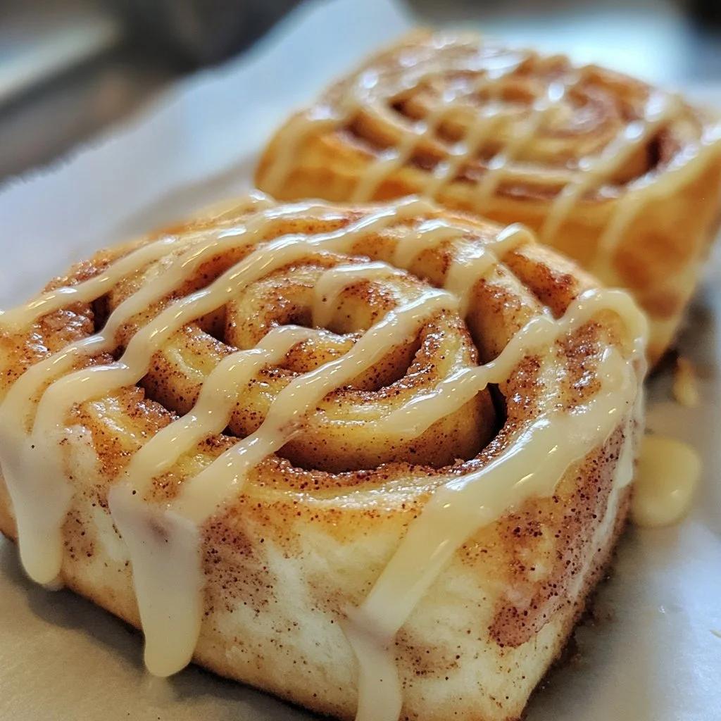Delicious Protein Cinnamon Rolls topped with creamy icing