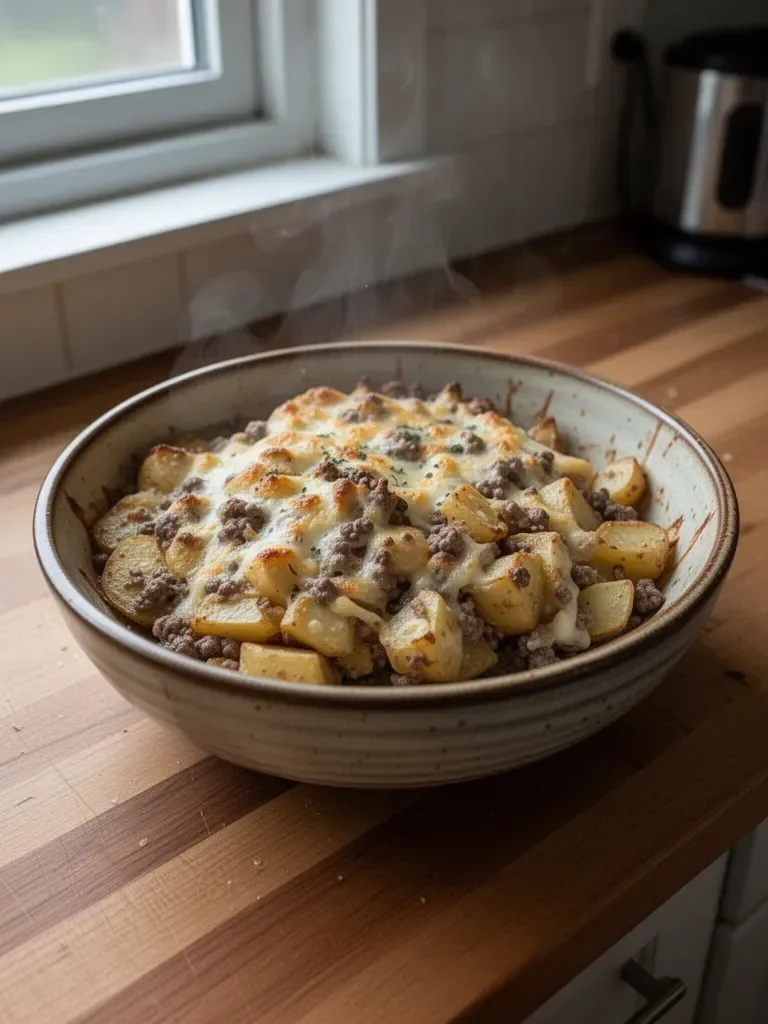 5-Ingredient Burger & Potato Bake