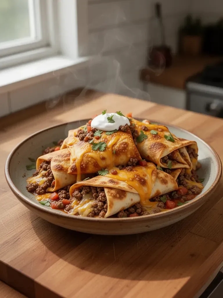 Beef and Cheese Chimichangas