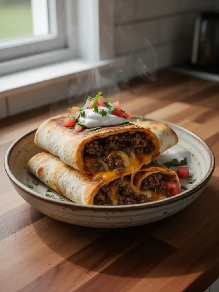 Beef and Cheese Chimichangas