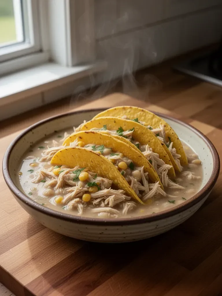 Corn Tortilla White Chicken Chilli Tacos