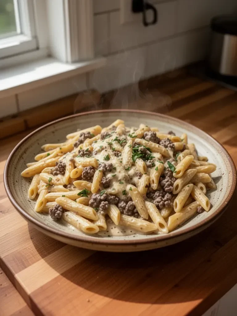 Creamy High Protein Beef Pasta