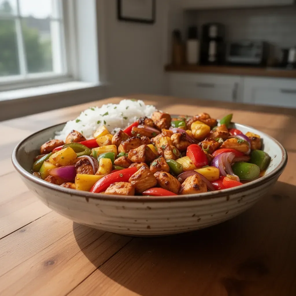Delicious Hawaiian Chicken Sheet Pan with vibrant vegetables and glaze
