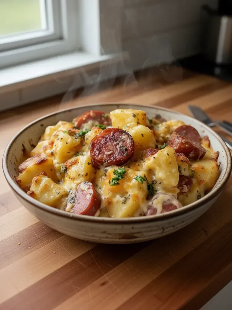 Kielbasa Sausage Cheesy Potato Bake