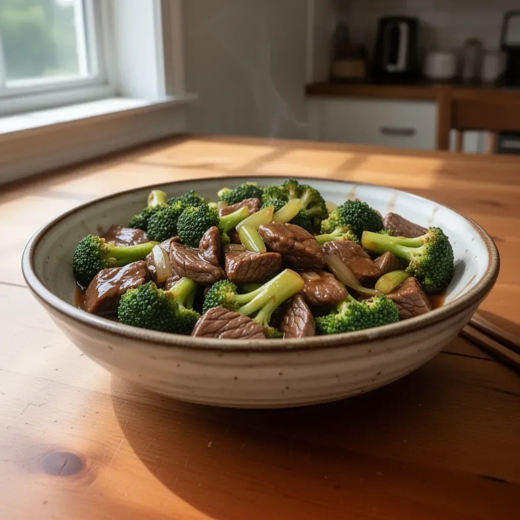 Tender slow cooker beef and broccoli served with rice