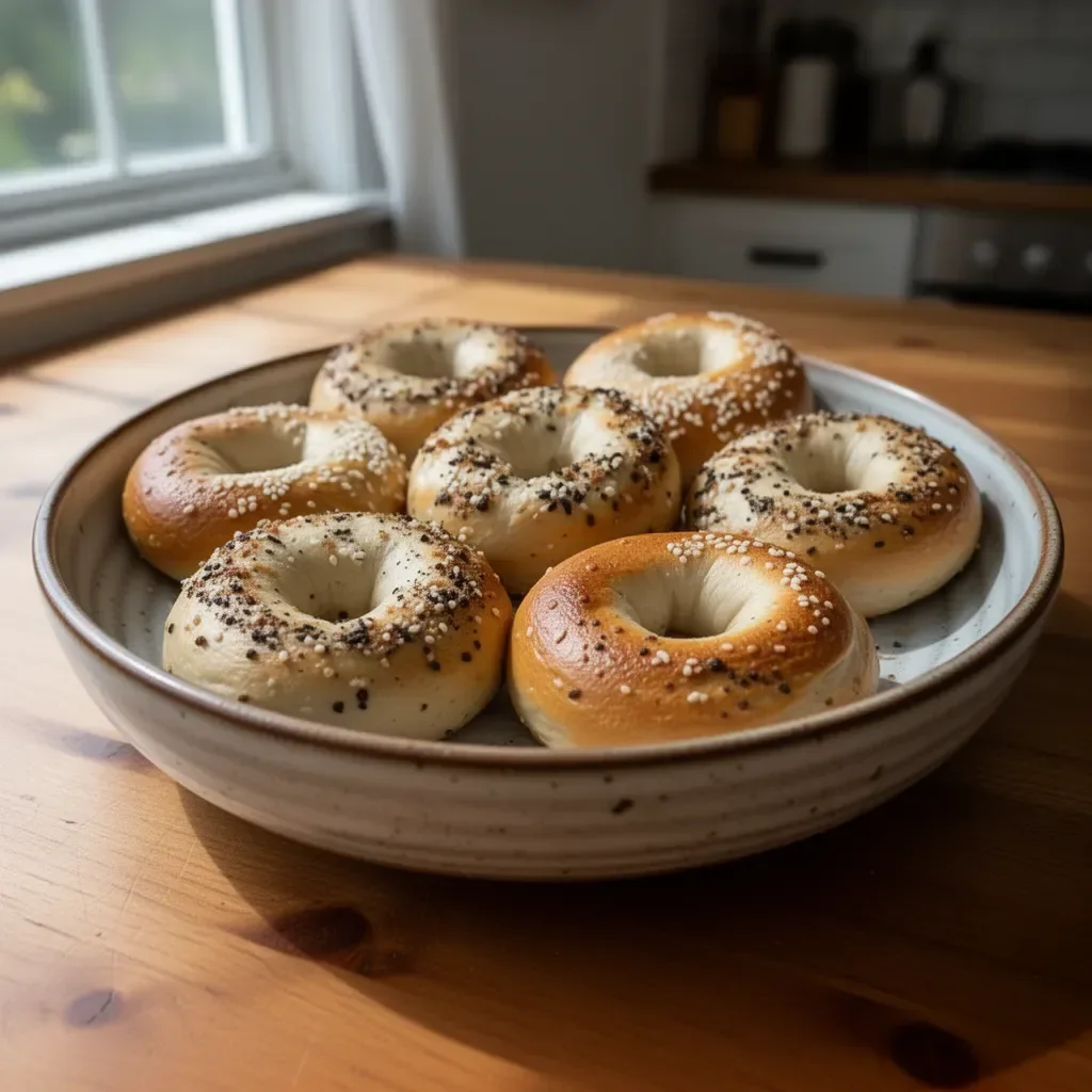 3-Ingredient air fryer bagels cooked to perfection in an air fryer