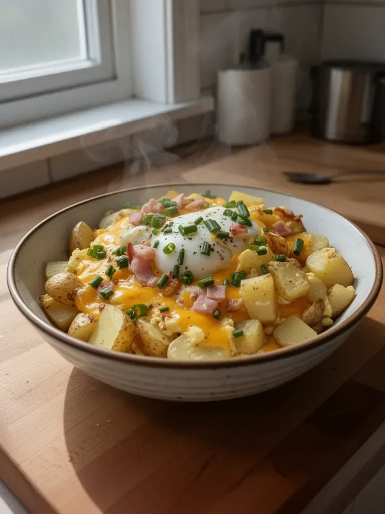 Cheesy Potato Egg Scramble