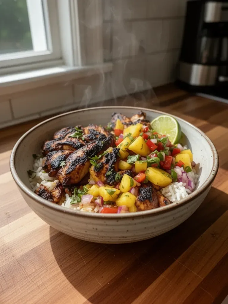 Jerk Chicken Bowl with Pineapple Salsa