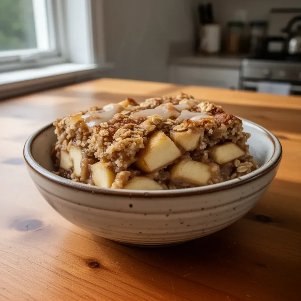Baked oatmeal with apples and cinnamon, perfect for a healthy breakfast.