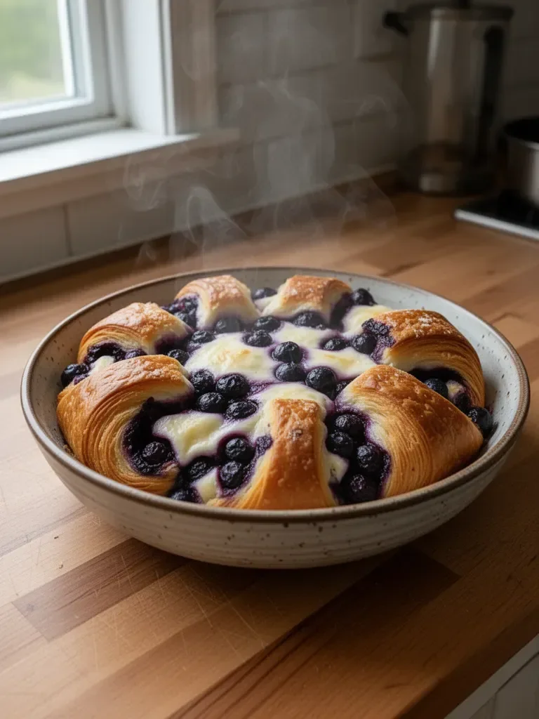 Blueberry Cream Cheese Croissant Bake