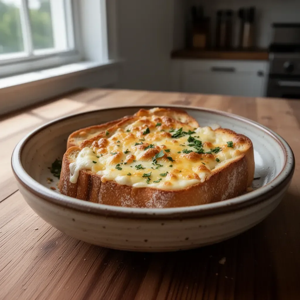 Delicious Cheesy Texas Toast with melted cheese and crispy edges.