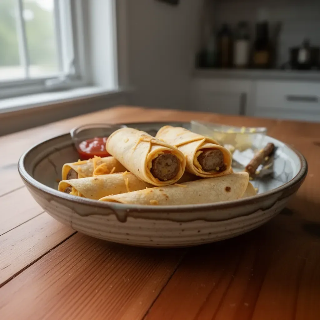 Delicious easy breakfast taquitos filled with eggs and cheese