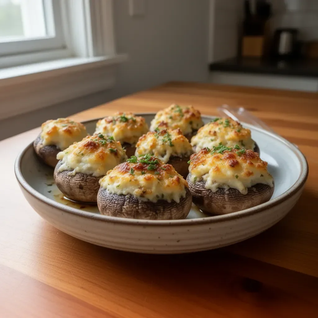 Delicious easy stuffed mushrooms prepared with herbs and cheese