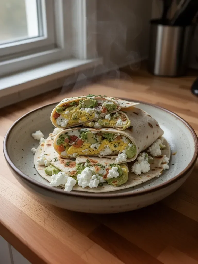 High-Protein Breakfast Wrap with Cottage Cheese and Avocado