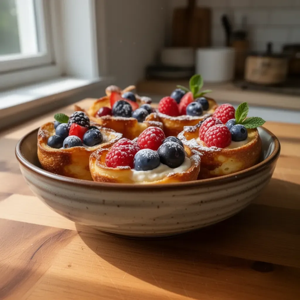 Delicious French toast cups ready to serve for breakfast.