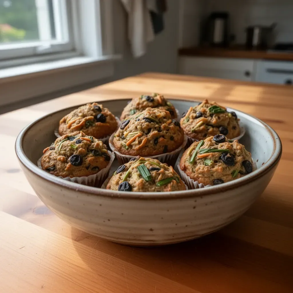 Freshly baked Morning Glory Muffins with nuts and fruits