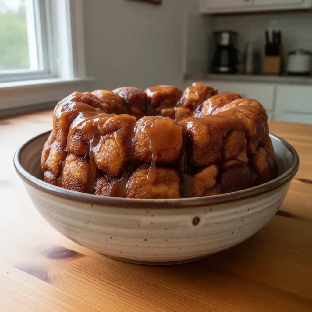 Delicious ooey gooey monkey bread baked to perfection