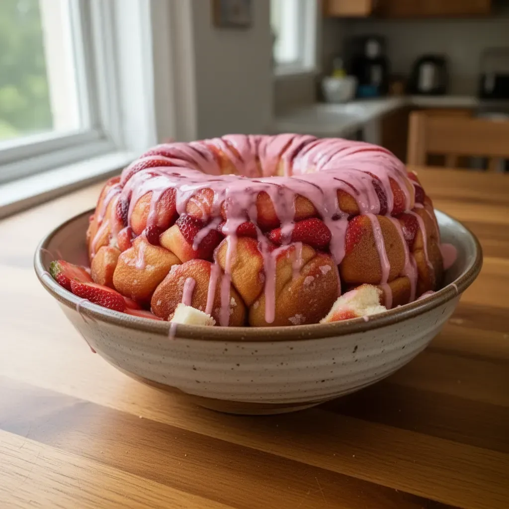 Delicious Strawberry Monkey Bread fresh out of the oven, perfect for sharing.
